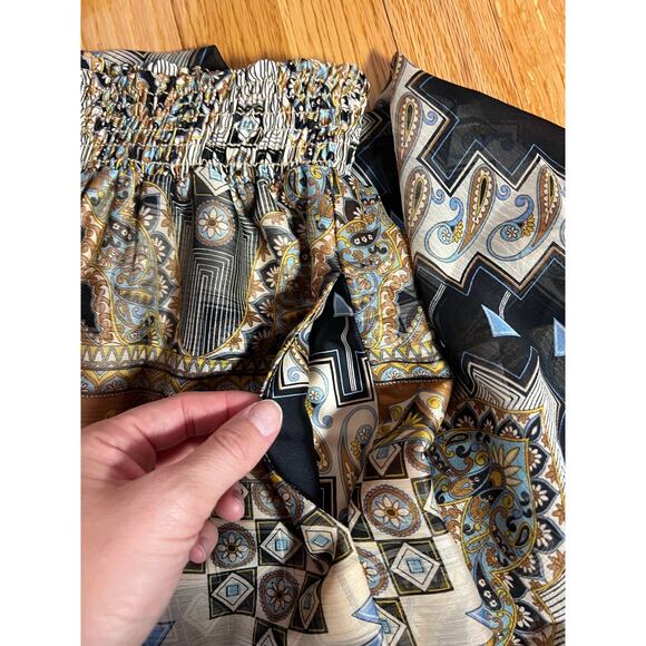 New MISA Los Angeles Pia Wide Leg Pants In Alhambra Mosaic Semi Sheer Boho Chic - Picture 8 of 9